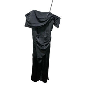 Do + Be Women’s Black Maxi Formal Dress Small Strapless Satin Long Party Ruched